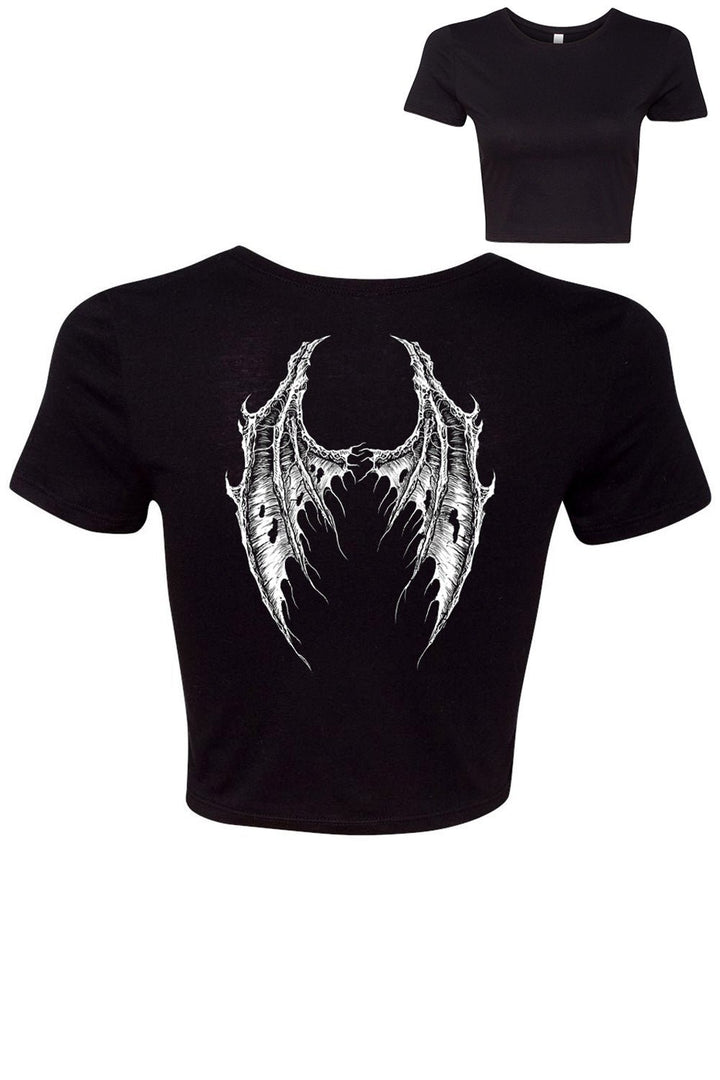 Broken Batwings Crop Top - womens graphic tees - VampireFreaks - VampireFreaks