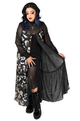 Creepy black dress with broken doll parts
