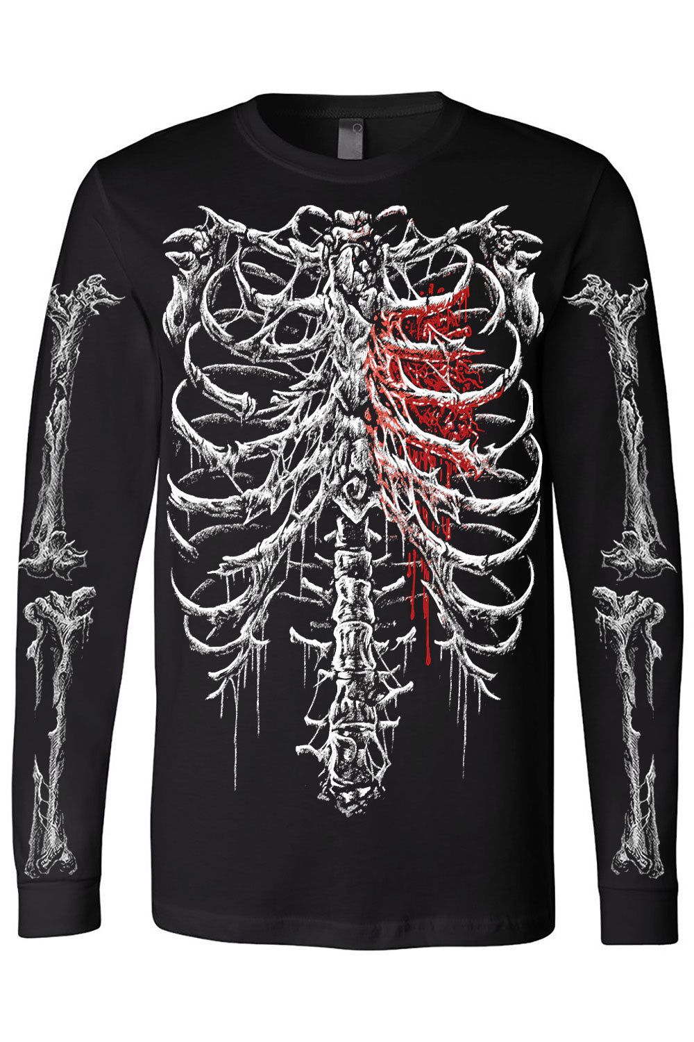 bleeding heart skeleton gothic tshirt