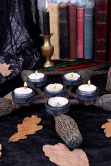 Broomstick Pentagram Tea Light Candle Holder - housewares - VampireFreaks - Nemesis Now