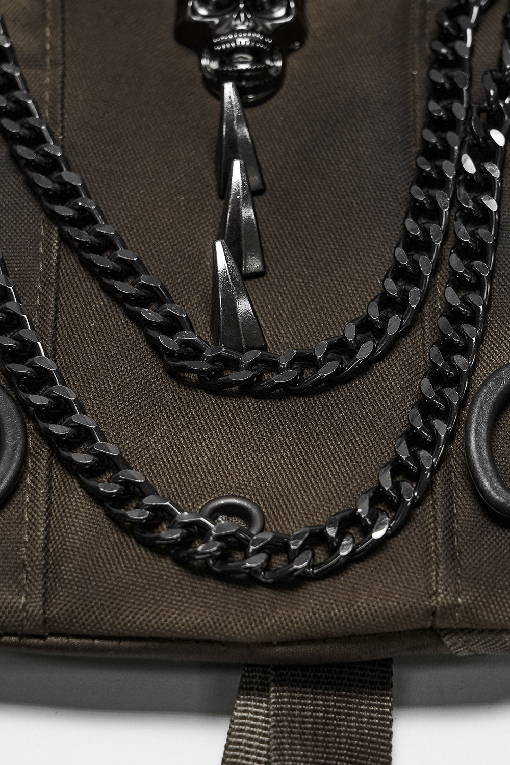 brown post apocalyptic backpack  with chains 