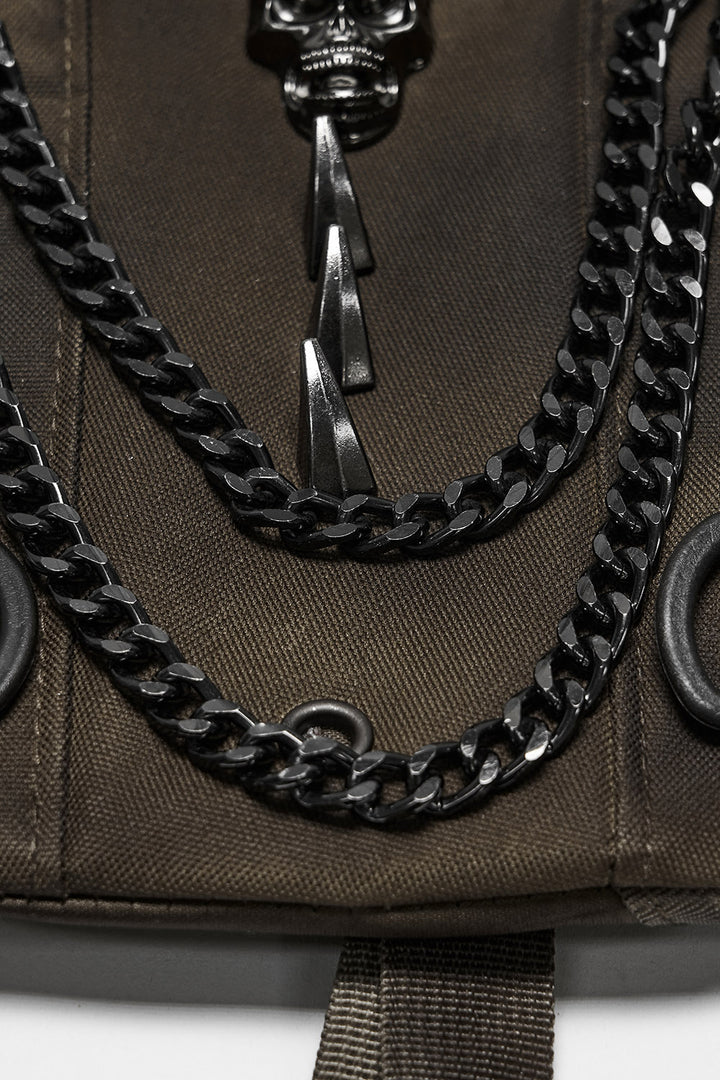 brown post apocalyptic backpack  with chains 
