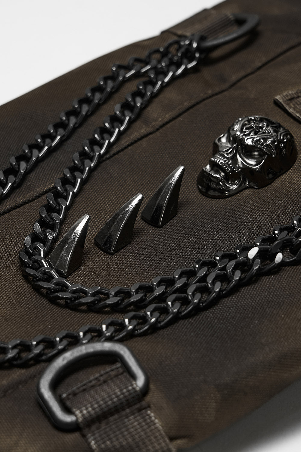 brown post apocalyptic backpack  with spikes