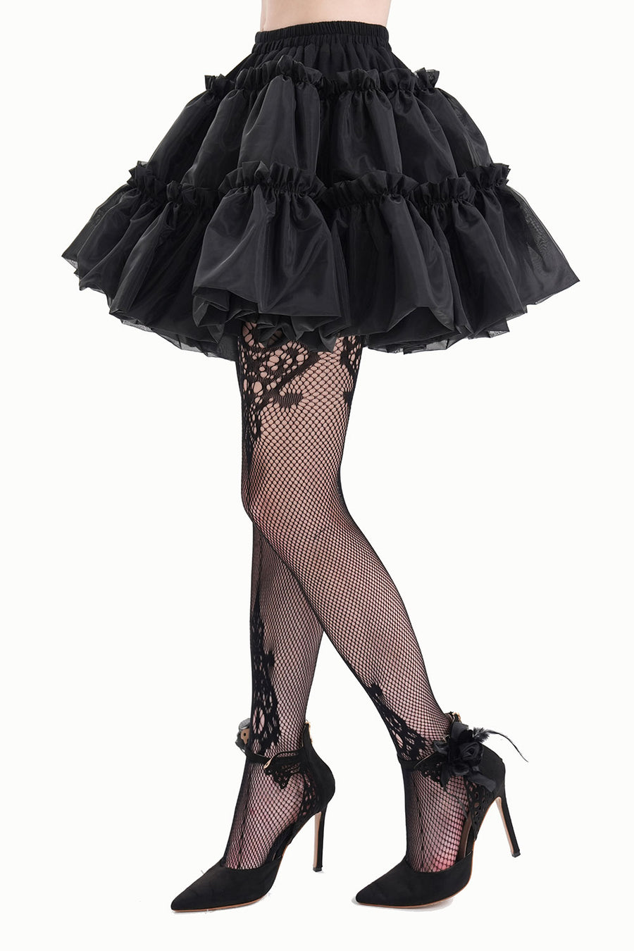 ruffled poofy black bubble skirt