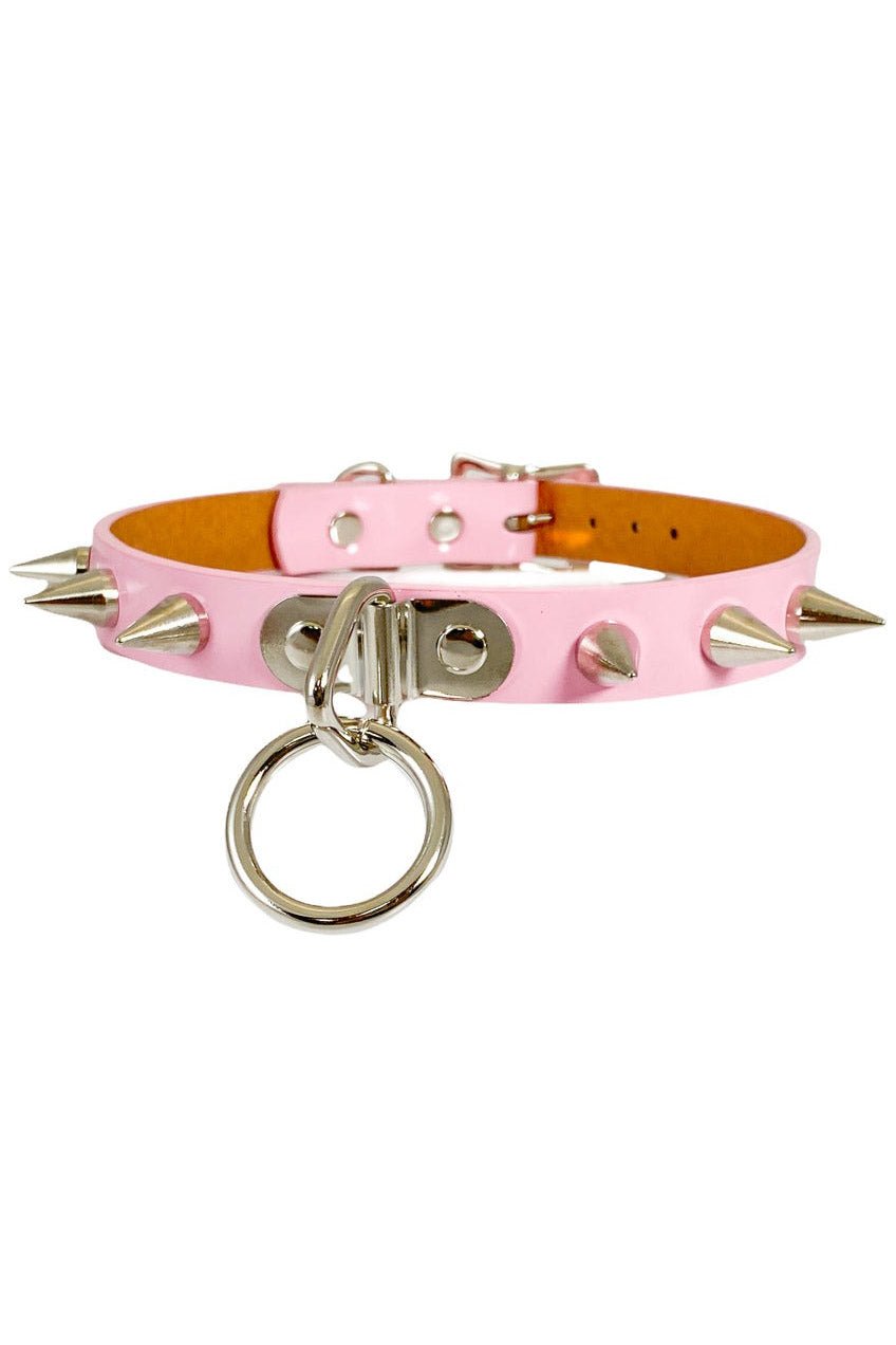 Bubblegoth Spiked Choker [PATENT PINK]