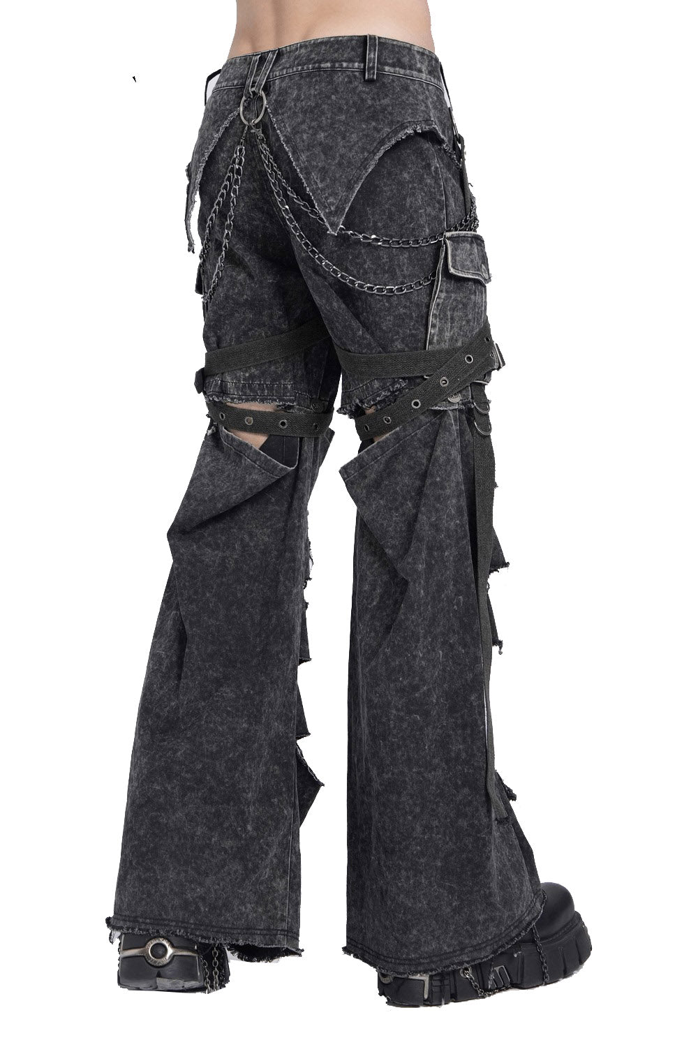 mens baggy leg cutout rugged jeans 
