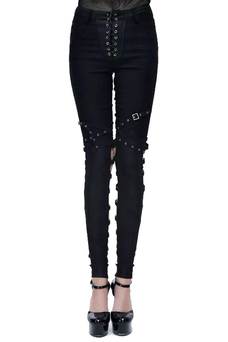 Buckled Baddie Pants - womens bottoms - VampireFreaks - Devil Fashion