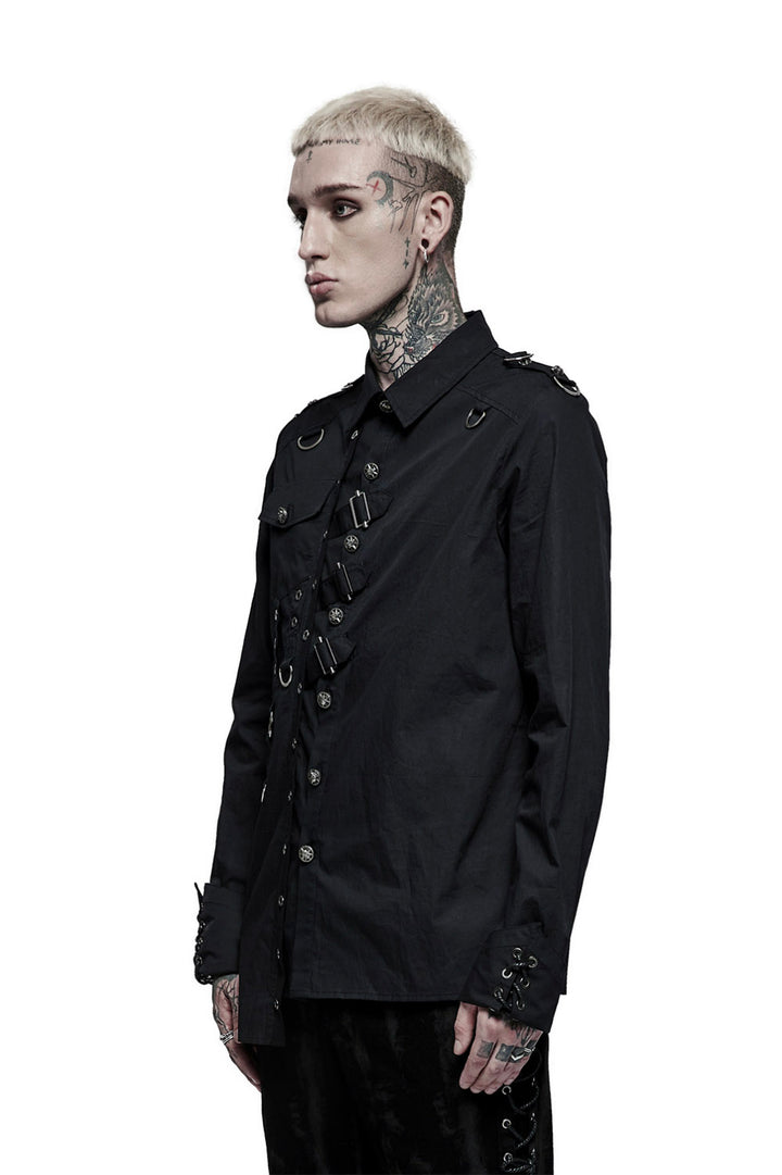 mens buckled gothic long sleeve shirt