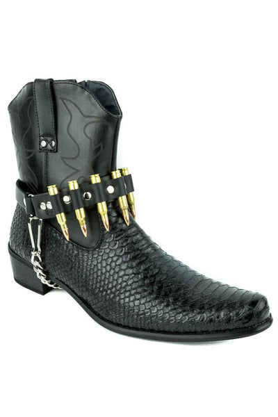 ブーツ・ブーティ Eureka Beatles-Trapper cuoio 20 New Rock Unisex M.727-S1 Black Leather Boots Skull Chain
