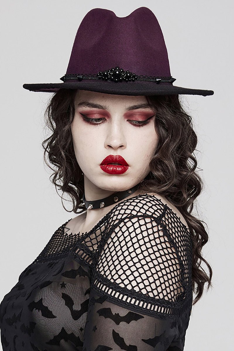 Burgundy Blood Hat [BLACK/RED] - hats & scarves & headwear - VampireFreaks - Punk Rave