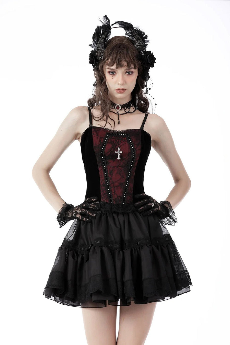 Burgundy Blood Ruffle Top - womens tops - VampireFreaks - Dark In Love