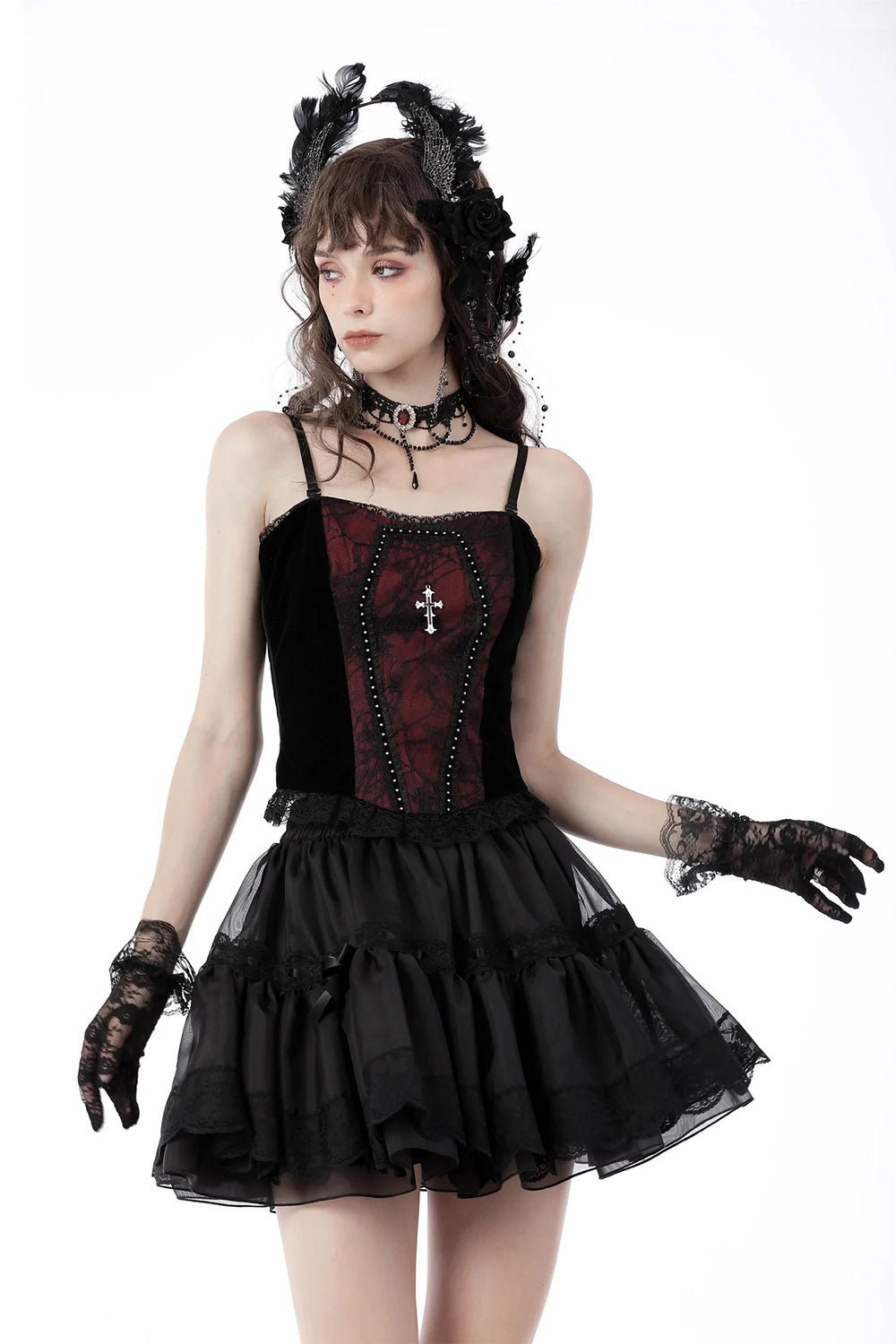 Burgundy Blood Ruffle Top - womens tops - VampireFreaks - Dark In Love