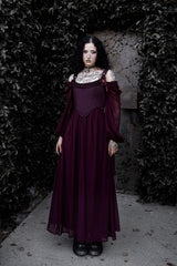 dark red burgundy dress with pockets and corset stays 