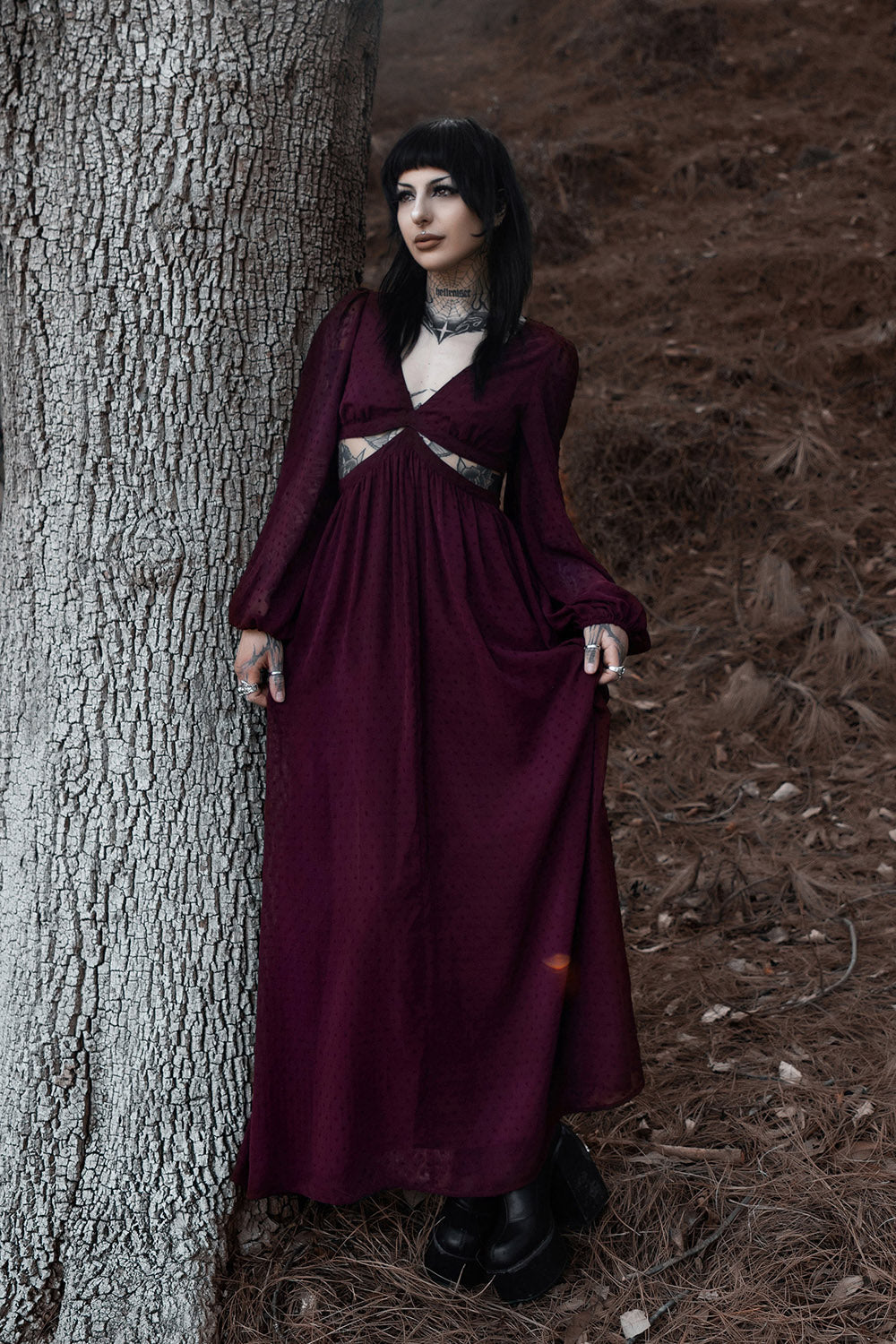 whimsigoth dark red burgundy dress