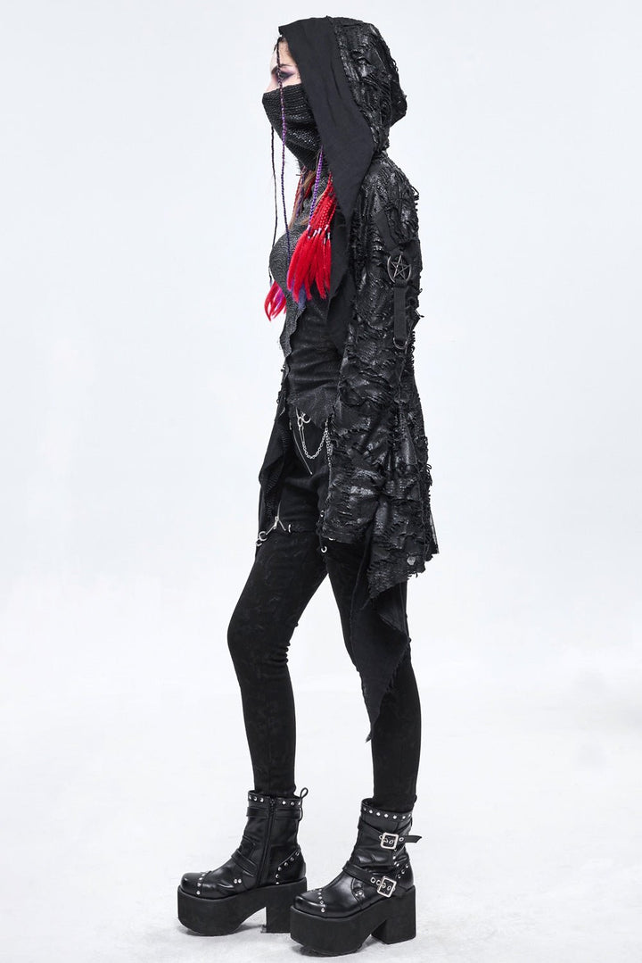 Buried Bones Distressed Cardigan - womens outerwear - VampireFreaks - Devil Fashion