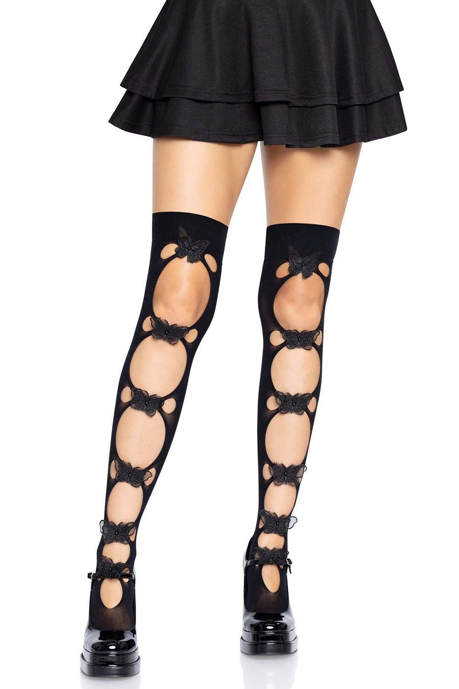 Buried Butterfly Thigh Highs - socks & stockings - VampireFreaks - Leg Avenue