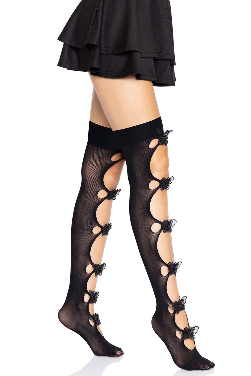 Buried Butterfly Thigh Highs - socks & stockings - VampireFreaks - Leg Avenue