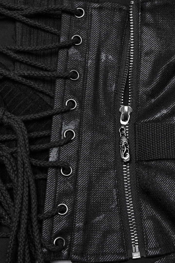 grunge goth zippered lace-up womens punk bustier top
