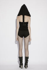 womens studded grunge goth shredded distressed bustier top