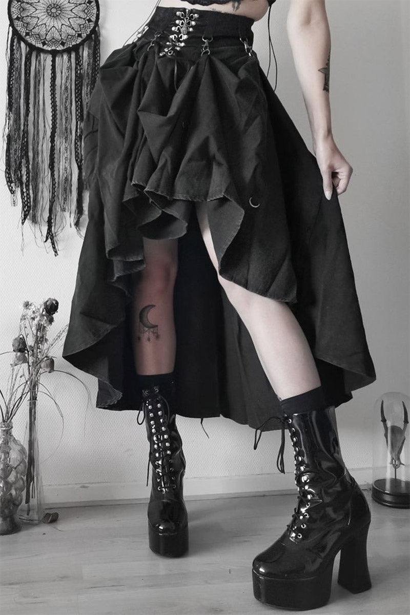 Bustle Harness Maxi Skirt - skirts - VampireFreaks - Devil Fashion