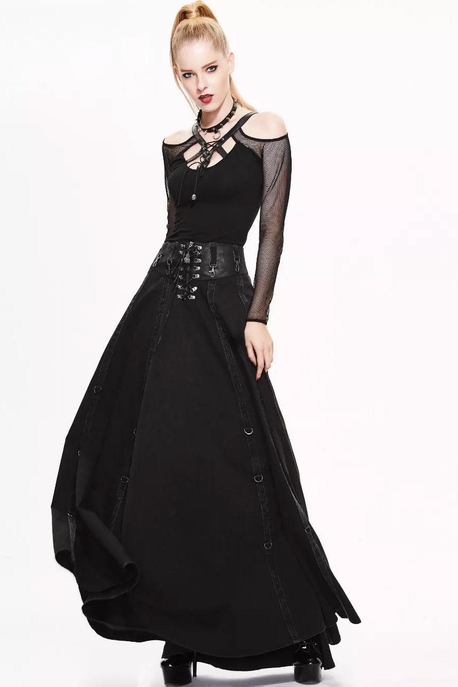 Bustle Harness Maxi Skirt - skirts - VampireFreaks - Devil Fashion