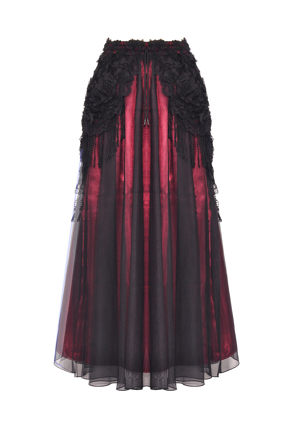 womens black and red tulle skirt