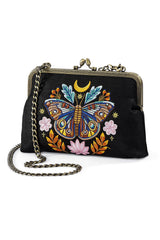 dark cottagecore fairycore moth and moon purse
