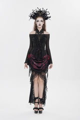 off the shoulder gothic mesh long sleeve flared top by devil fashion