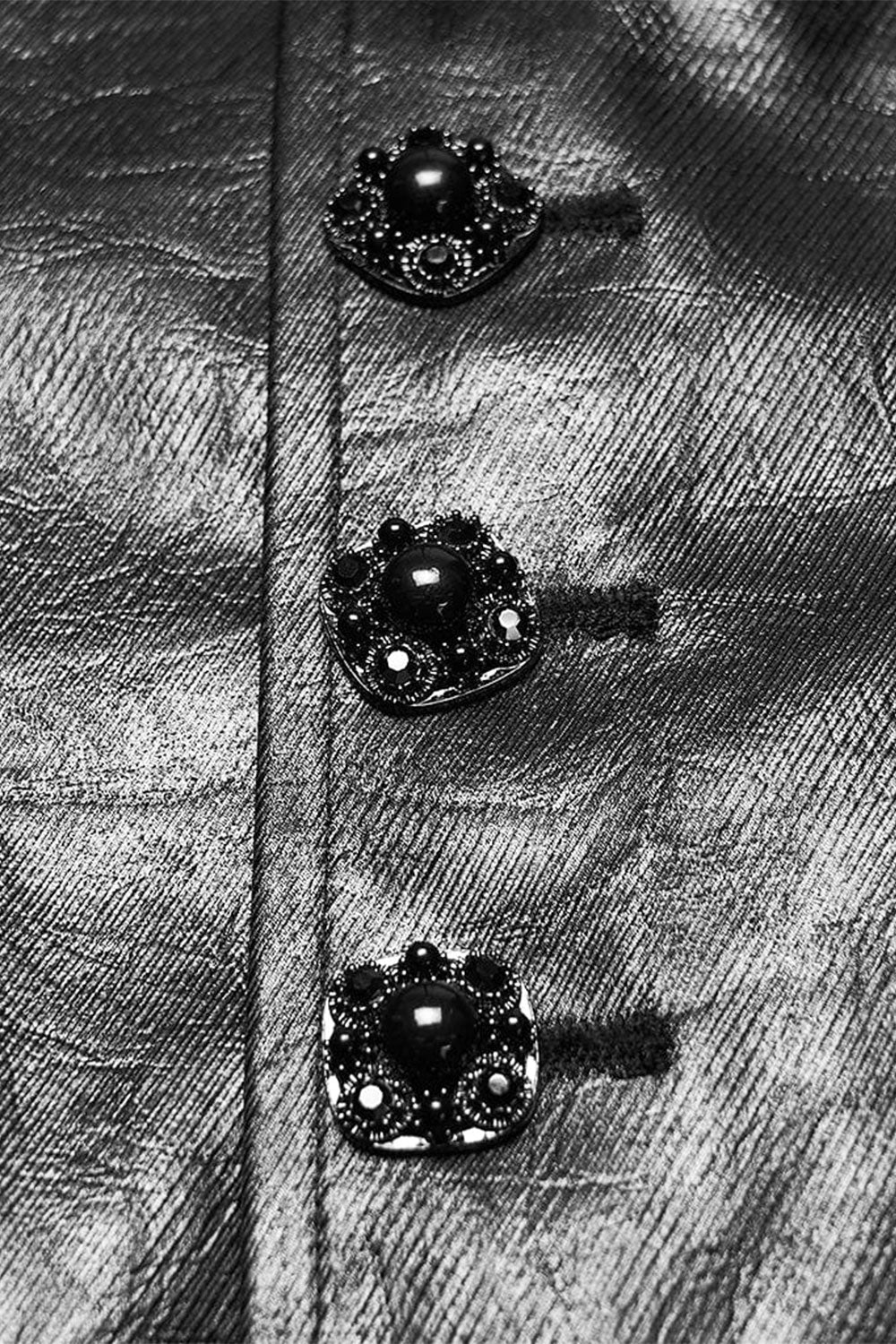 Button detail on Punk Rave mens steampunk black vest