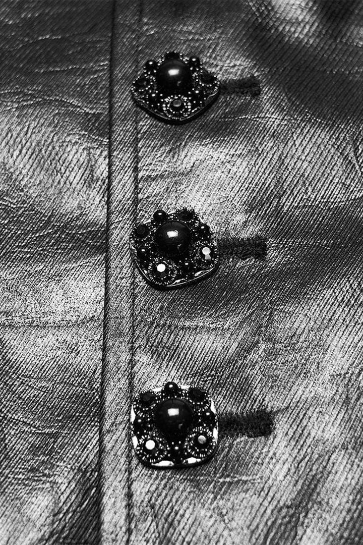 Button detail on Punk Rave mens steampunk black vest