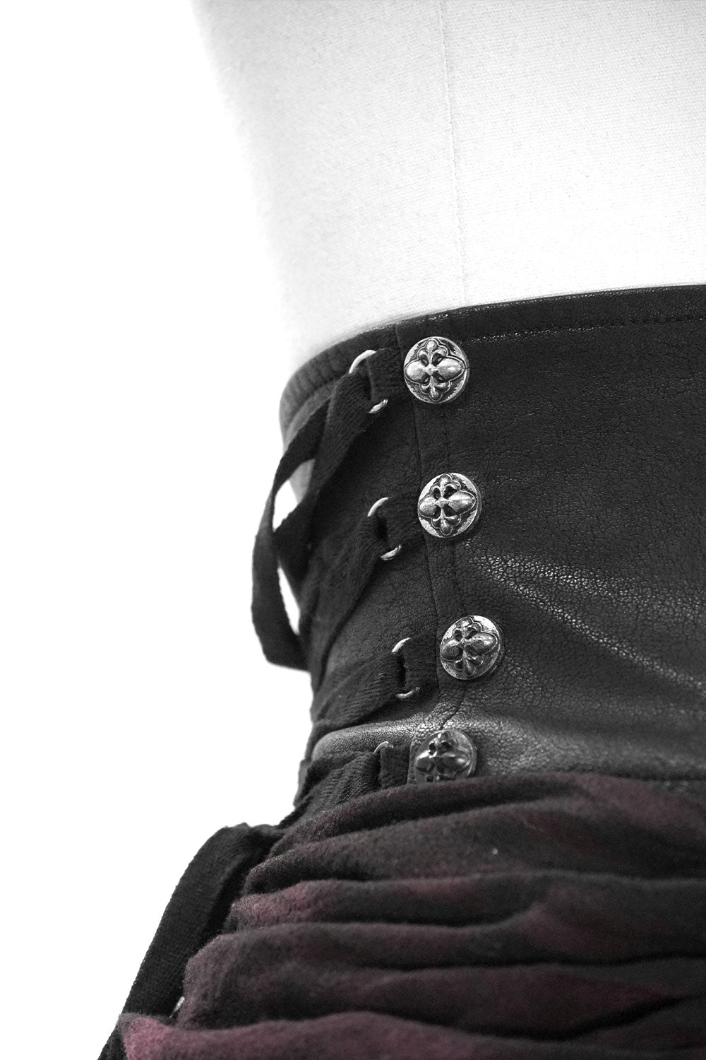 Corset waist womens long skirt with buttons and zipper