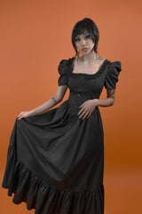 square neckline puff sleeve gothic dress
