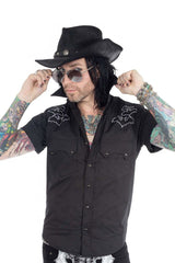 mens embroidered bat button-down shirt