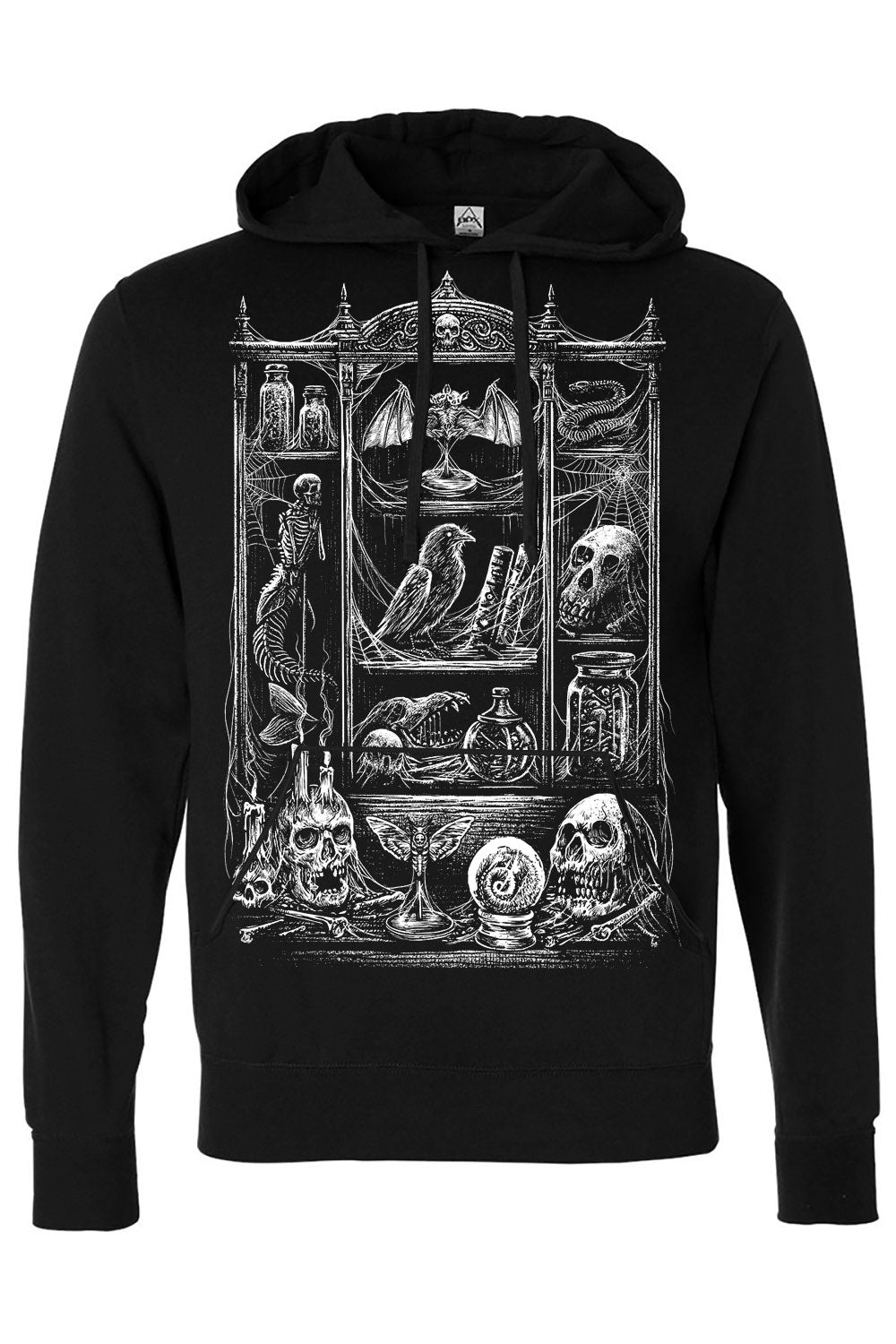 black cotton gothic skull pullover hoodie