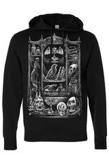 black cotton gothic skull pullover hoodie