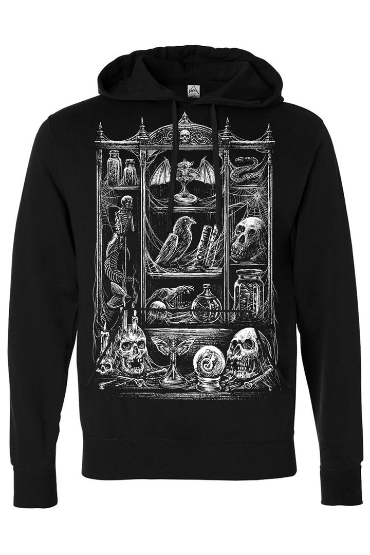 black cotton gothic skull pullover hoodie