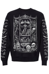 oddities sweatshirt with printed bat sleeves