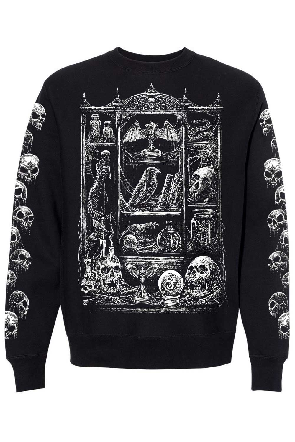 skull sleeve distressed sweatshirt 