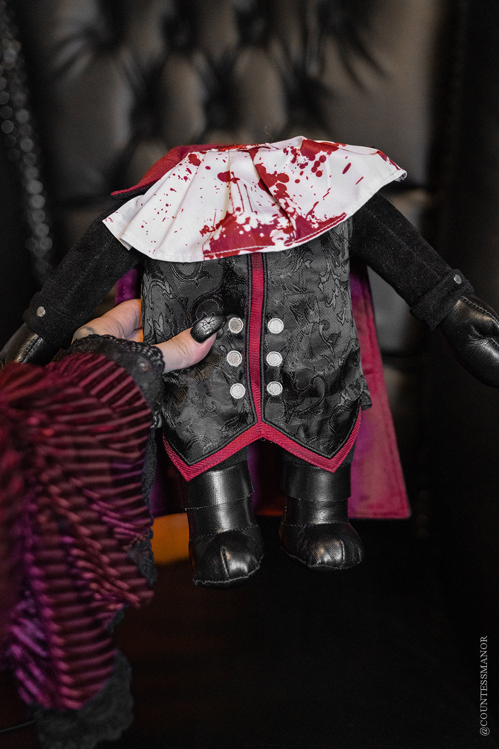 novelty halloween blood-splattered victorian goth stuffed animal plushie toy