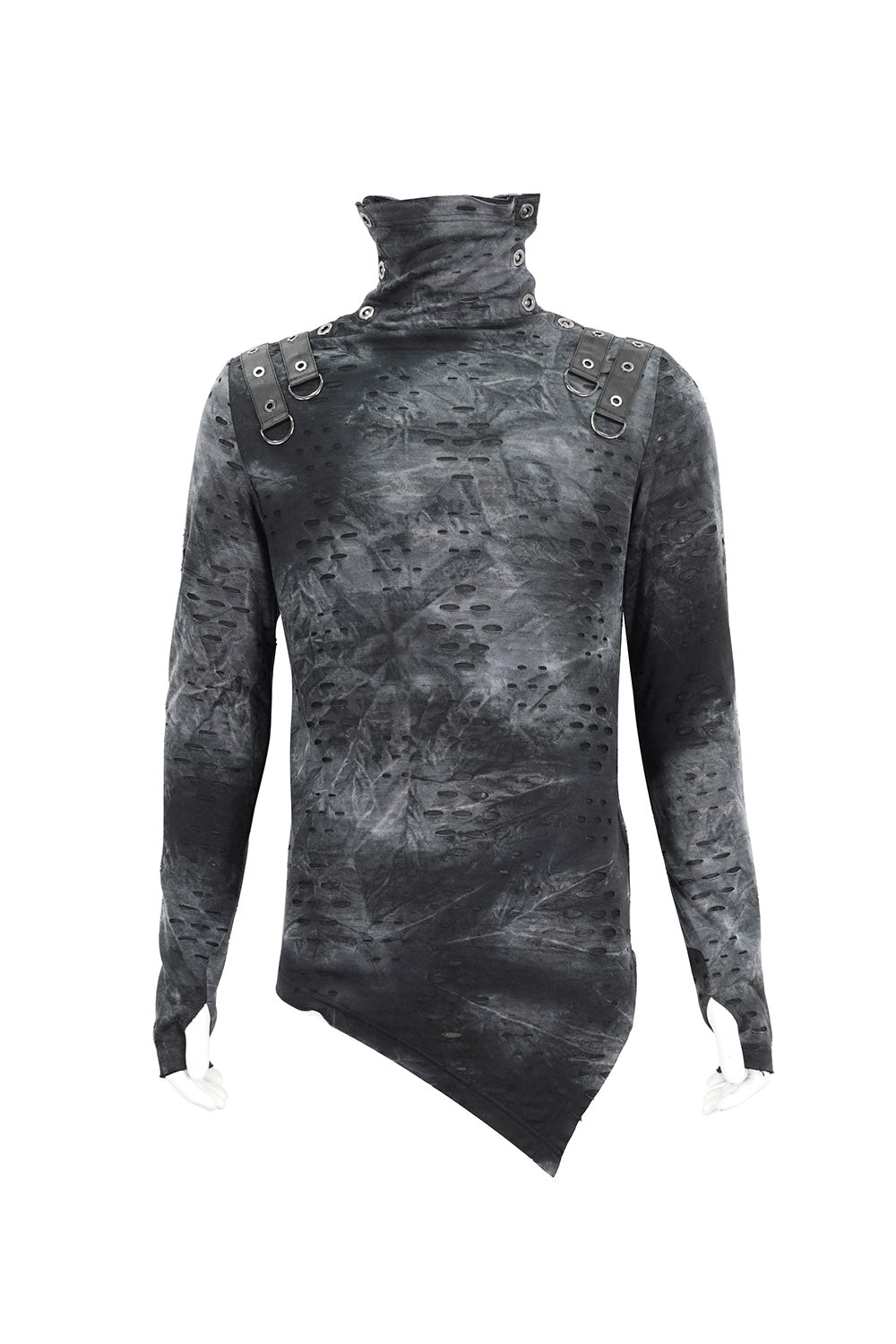 Cadaver Ripped Turtleneck Top - mens tops - VampireFreaks - Devil Fashion