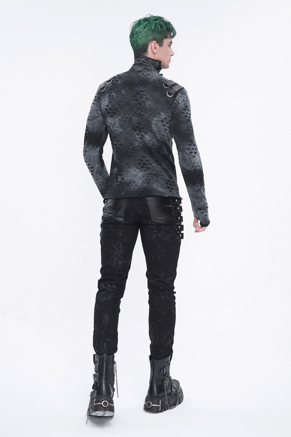 Cadaver Ripped Turtleneck Top - mens tops - VampireFreaks - Devil Fashion