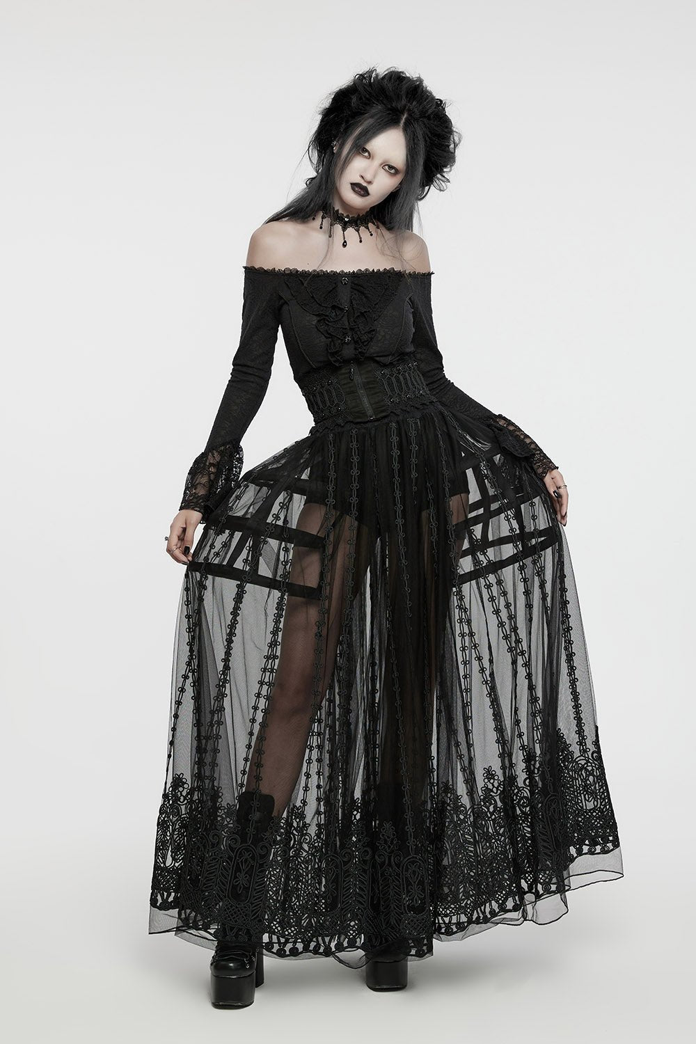 Caged Raven Boning Bustle Skirt - skirts - VampireFreaks - Punk Rave