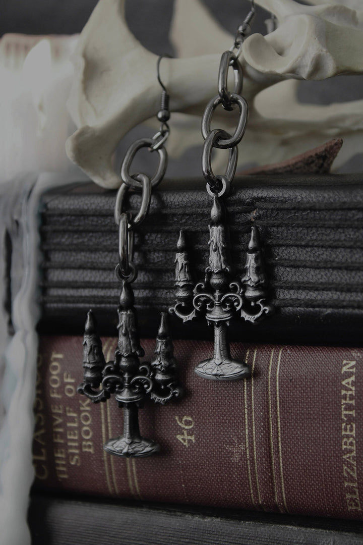 drop down dangle gothic candelabra earrings