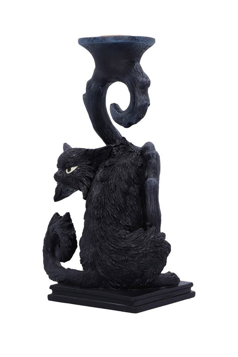 resin black cat candle holder