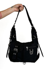 black canvas shoulder bag