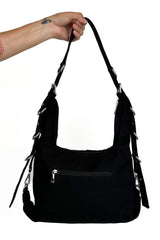 mall goth black canvas shoulder bag