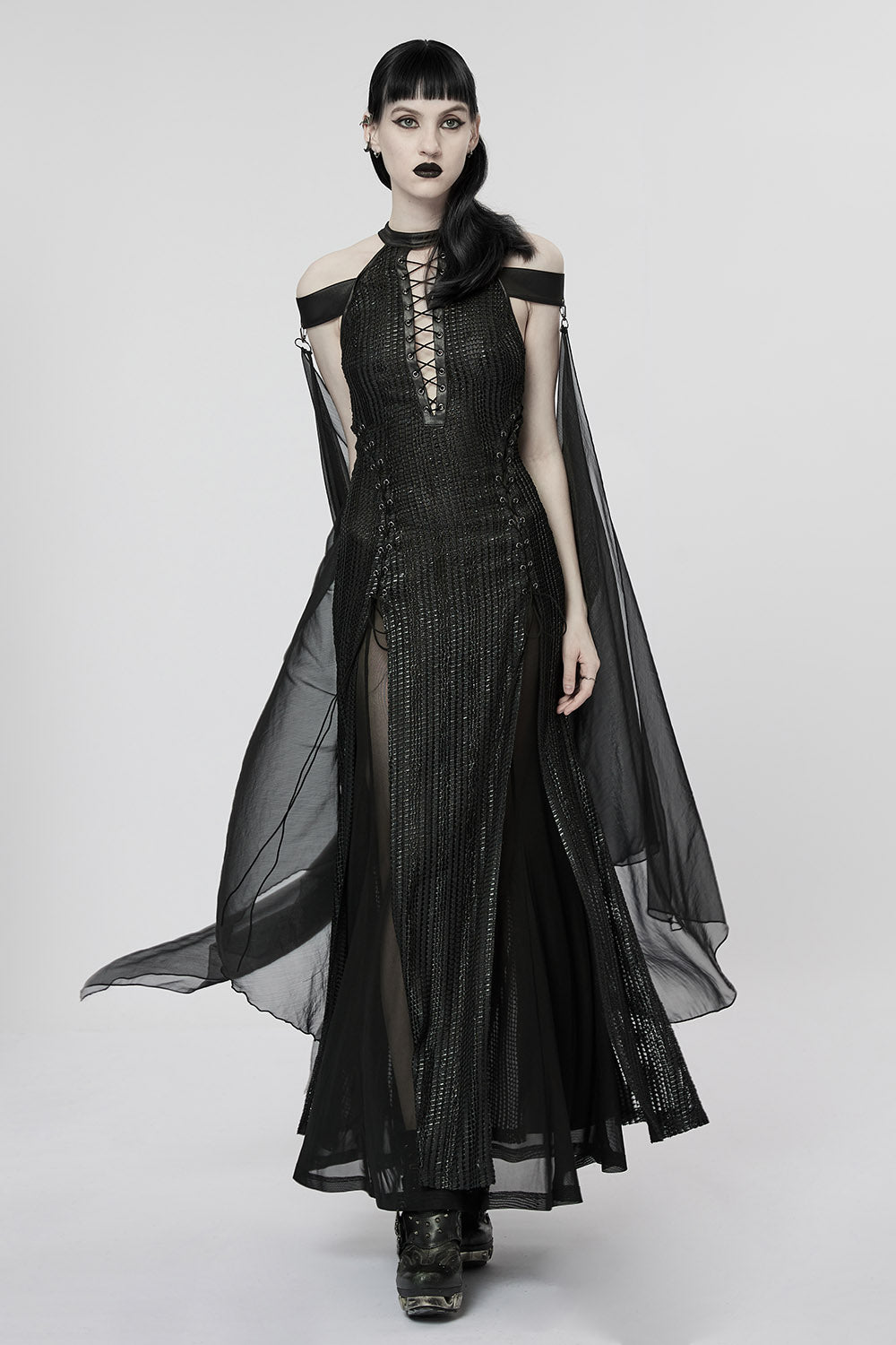 Medusa's Gaze Leg Slit Dress XS — Goth dresses — Punk Rave Medusa's Gaze Leg Slit Dress XS — Goth dresses — Punk Rave