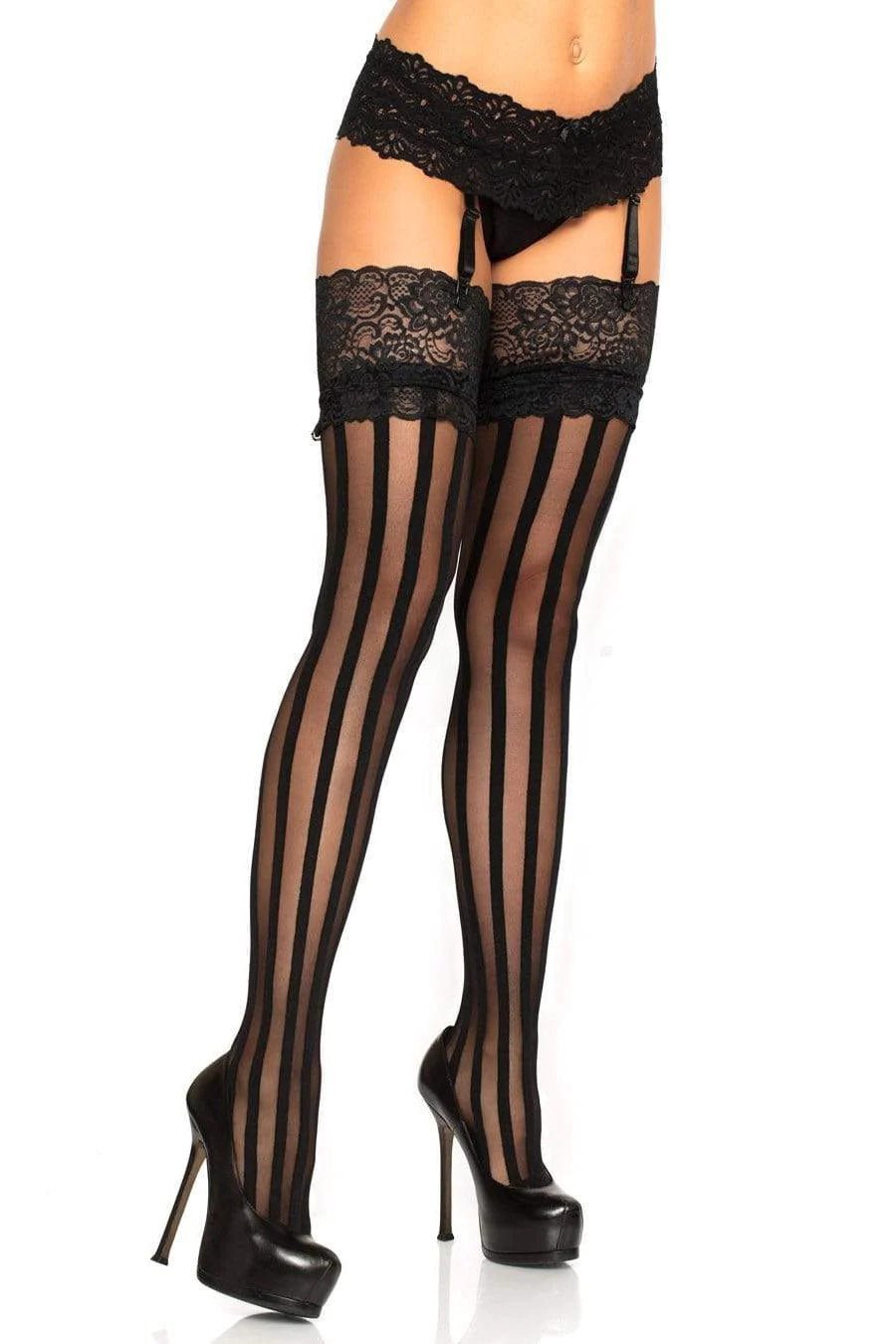 Cara Mia Striped Stockings - socks & stockings - VampireFreaks - Leg Avenue