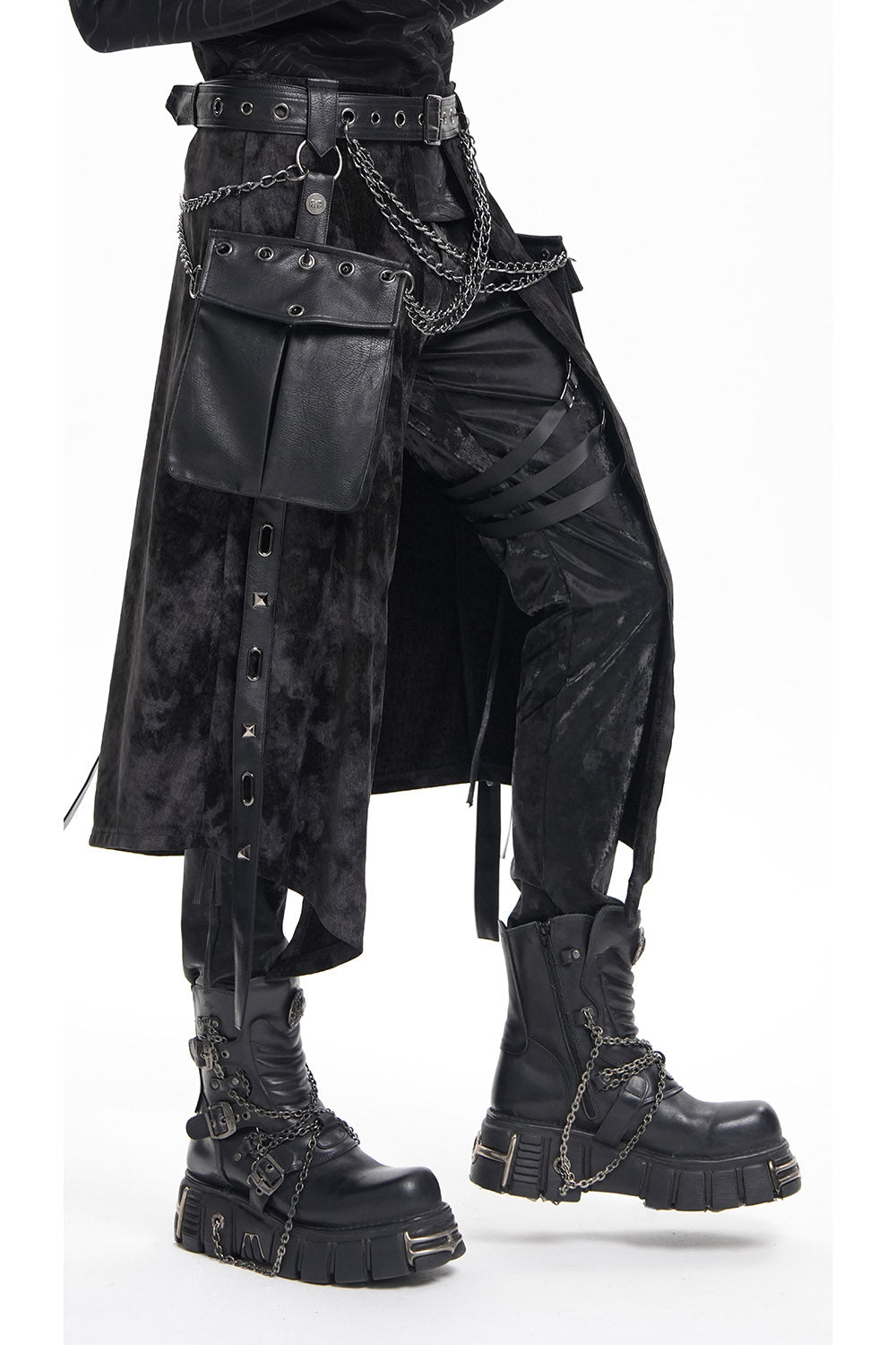 mens grunge goth cargo pocket kilt