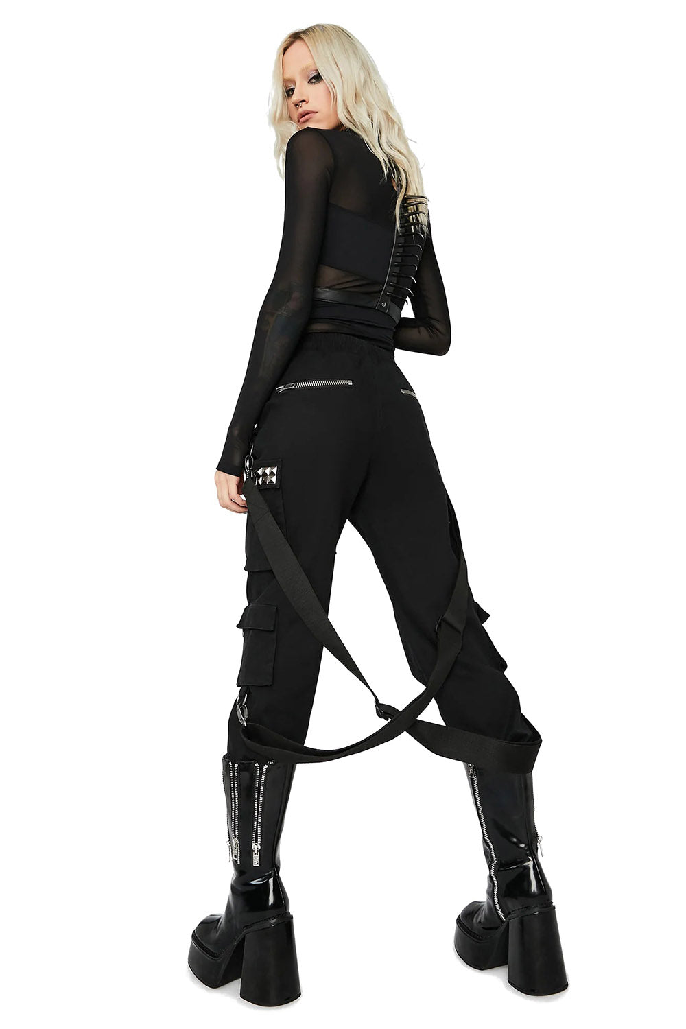 womens studded grunge goth jogger sweatpants by fan all flames 